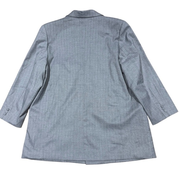 H&M Sz L Blazer Grey Pinstripe Double-Breasted Oversized Classic Capaule Preppy - Picture 2 of 4